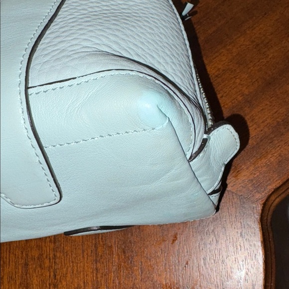 Coach Bleecker Preston mini bag Satchel Buffalo pebbled leather Lt blue seafoam - Picture 12 of 17